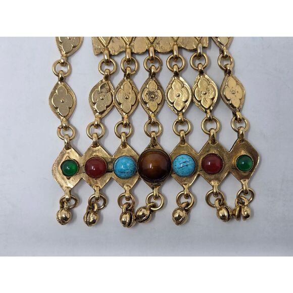 ACCESSOCRAFT NYC VINTAGE COUTURE ETRUSCAN BYZANTINE GOLD STATEMENT NECKLACE - Picture 6 of 9